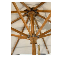 FLORENCE 300cm Beige fabric, Teak frame garden umbrella — photo 3
