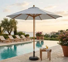 VERONA 350cm BEIGE fabric Teak frame garden umbrella — photo 3